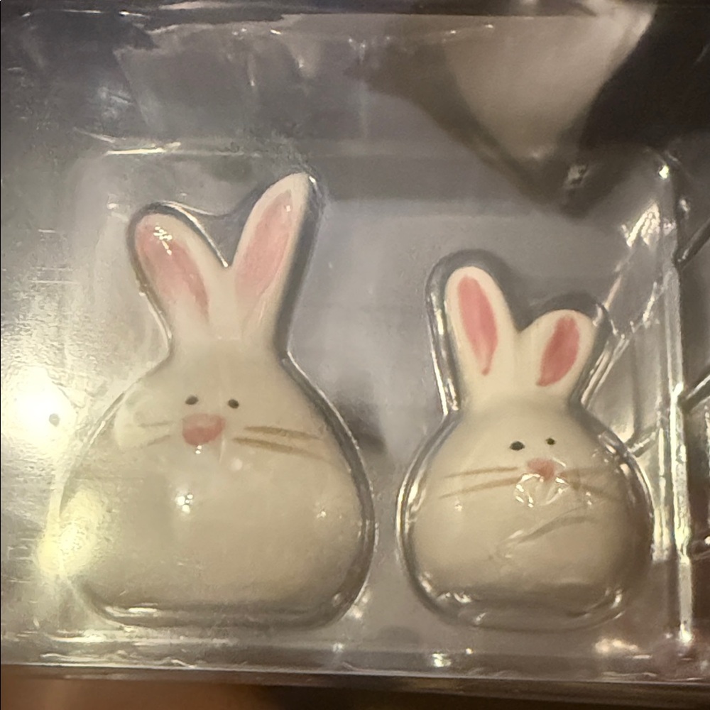 Adorable White and Pink Bunny salt, pepper shaker